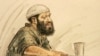 Courtroom artist's rendering of Zacarias Moussaoui testifying at his sentencing trial on March 27