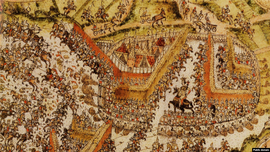 Битва з кримськими військами у 1591 році. Фрагмент плану Москви з книги Ісаака Маси Album Amicorum, 1618 рік