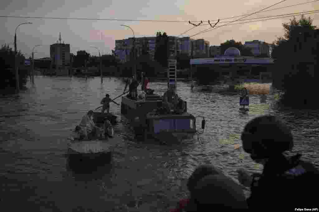 The evacuation of residents continued late into the evening.