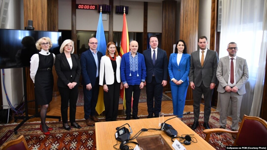Во посета на Собранието на Северна Македонија беа пратениците од Врховната рада во Украина Михаило Борисович Радутскиј и Олга Анатоливна Стефанишина, 4 април 2024 г.