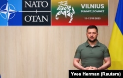 України Володимир Зеленський під час саміту НАТО у Вільнюсі. 12 липня 2023 року