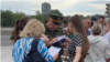 Russia. Action of wives and mothers of mobilized in front of the Ministry of Defense. Screenshot from video in social networks