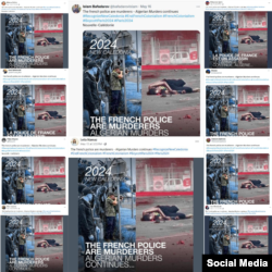 Tweets shared on X about the unrest in New Caledonia. Some of the accounts sharing the posts were later suspended.