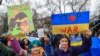 Антивоенный митинг в поддержку Украины. Алматы, 6 марта 2022 года
