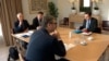 Visoki predstavnik EU za spoljnu politiku Žozep Borelj, specijalni predstavnik EU za dijalog Miroslav Lajčak, premijer Kosova Aljbin Kurti i predsednik Srbije Aleksandar Vučić na sastanku u Briselu, 21. novembar 2022.