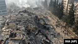 Fotografija iz vazduha prikazuje srušene zgrade u Kahramanmarasu, južna Turska, 11. februar 2023.