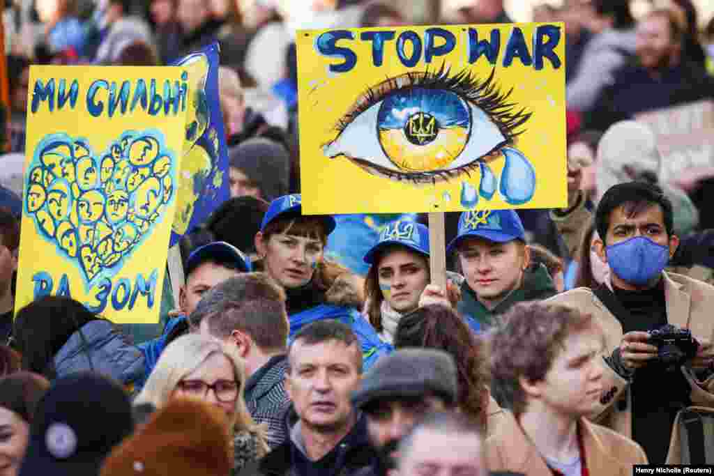 An anti-war protest in London on February 26.