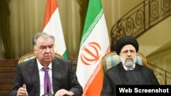 ابراهیم رئیسی٬ رئیس جمهور ایران ( سمت راست) و امام علی رحمن رئیس جمهور تاجکستان
