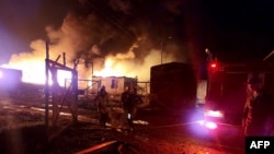 The blast occurred as people seeking to flee to Armenia had lined up to fuel their cars in order to leave Nagorno-Karabakh.