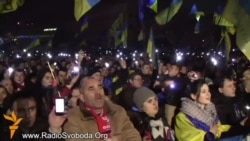 Ukrainian Anthem Rings Out During Overnight Protest