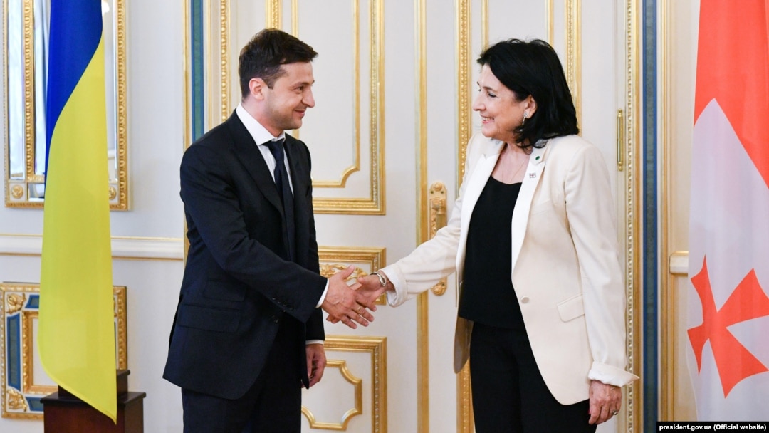 Президент України Володимир Зеленський та президентка Грузії Саломе Зурабішвілі. Київ, 20 травня 2019 року