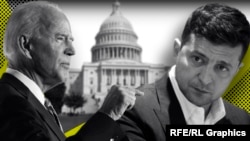 Колаж із зображенням президента США Джо Байдена (ліворуч) і президента України Володимира Зеленського