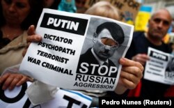 Антивоєнна акції проти масштабного вторгнення Росії до України. Лісабон, Португалія, 27 лютого 2022 року