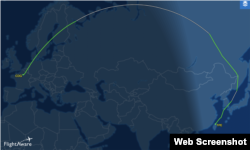 Шлях рейсу EVA Air 87 з Тайбея в Париж в обхід материкового Китаю