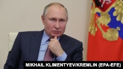 Російський президент Володимир Путін під час відеоконференції з урядом у державній резиденції Ново-Огарьово біля Москви, 10 лютого 2021 року