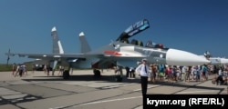 Літак Су-30СМ на російській авіабазі «Саки» в Криму, архівне фото