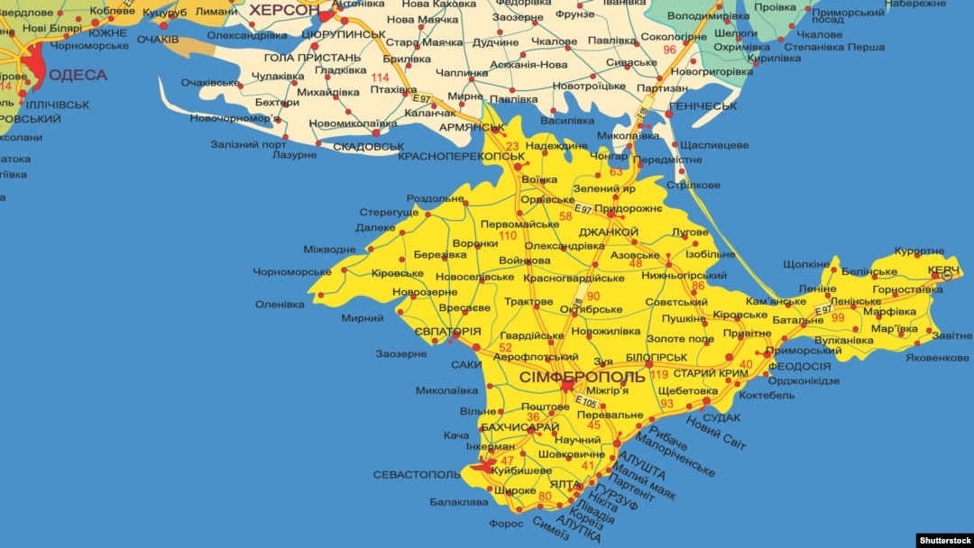 Карта Криму і частини материкової України