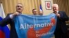 Сергей Аксенов и члены немецкой делегации депутатов от партии «Альтернатива для Германии» Ойген Шмидт, Райнер Бальцер и Хью Бронсон. Симферополь, 8 февраля 2018 года