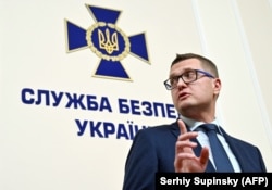 Тодішній голова СБУ Іван Баканов під час пресконференції. Київ, 16 липня 2019 року