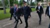 Slijeva nadesno: general pukovnik Gojko Knežević, načelnik Zajedničkog štaba OS BiH, Milorad Dodik, predsjednik RS, Aleksandar Goganović, zamjenik ministra odbrane BiH, Banja Luka, 12. maj 2025.