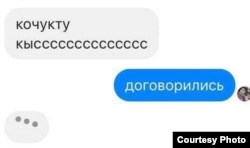 Скрин переписки в мессенджере.
