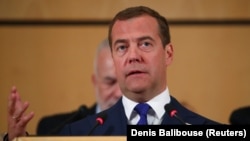 Russian Prime Minister Dmitry Medvedev in Geneva in June