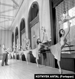 Hungary’s state ballet troupe in training in 1955.
