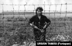 A man snips away at the border fence between Austria and Hungary in 1989. In April of that year the electric fence along the border was switched off. Parts of the barrier were later removed and the Iron Curtain separating Western Europe from communist Eastern Europe began to break down.