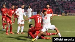 تیم ملی فوتبال افغانستان در جریان مسابقه با تیم ملی تاجکستان. 15Sep2017