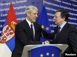 Boris Tadić i Žoze Manuel Barozo u Briselu, 28. februar 2012.