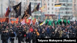 Учесници на националистичкиот марш во Москва на 4 Ноември 2019