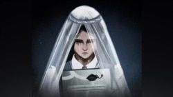 An animated image of a woman drawn by Roman Kim. 