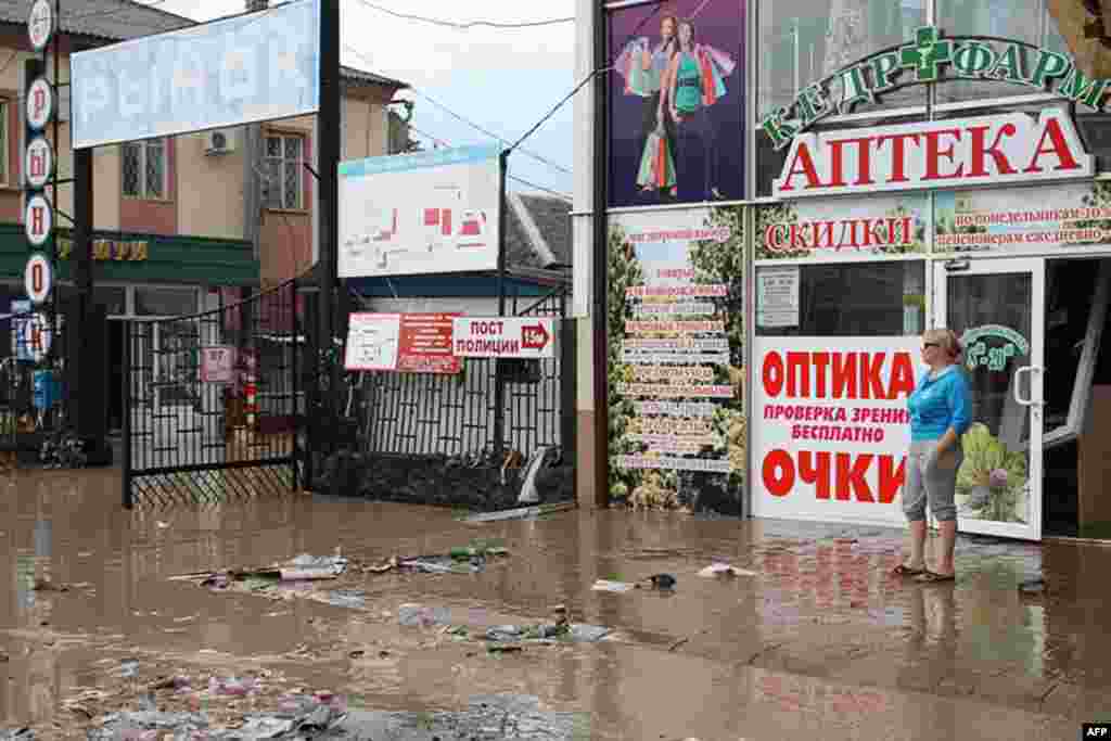 A flooded street in Krymsk