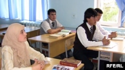 Students attend the new "secular-religious" school in Dushanbe.