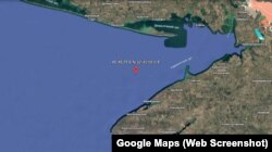 Розташування в Чорному морі платформи «Каркінітська 19». Скриншот супутникової карти Google