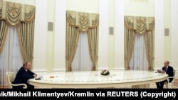 Зустріч Володимира Путіна і Олафа Шольца у Москві напередодні широкомасштабного вторгнення Росії, 15 лютого 2022 року 