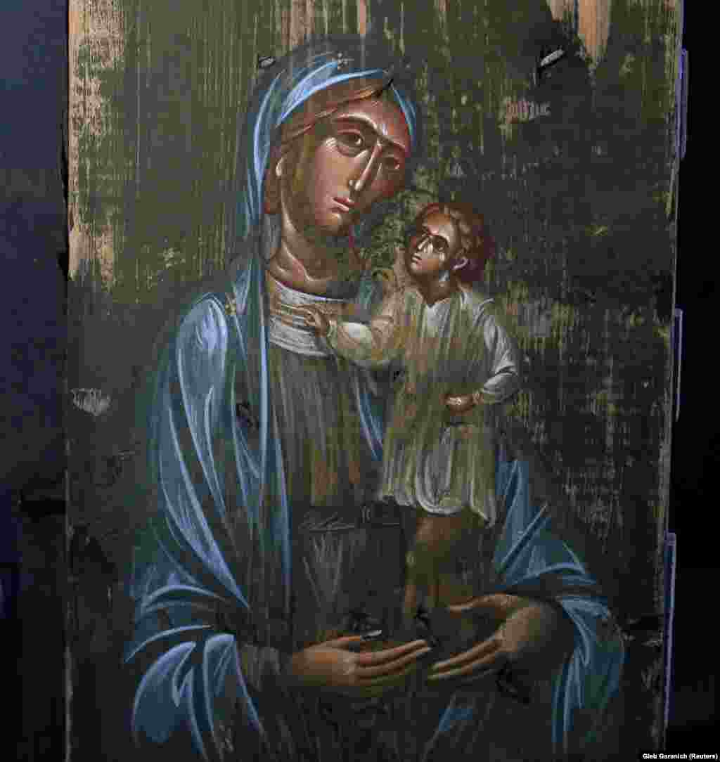 Klymenko says the icon appeared to be “at least 800 years old” when painted on war-scuffed wood.