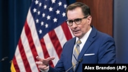  Речник Міністерства оборони США Джон Кірбі під час брифінгу в Пентагоні, лютий 2022 року